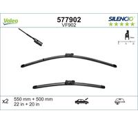 VALEO Silencio Wiper - VF902 - Kit of High Performance, Superior Road Visibility, Easy Installation Original Flat Blades 550mm/500mm - Front - Set of 2 Wiper Blades - 577902