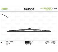 VALEO OPTIBLADE TRUCKS Wiper blade 628550 550 both sides Standard for left-hand drive vehicles 22 Hook fixing VOLKSWAGEN: Transporter 5, Transporter 4