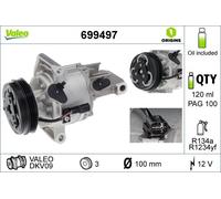 Air conditioning compressor R 134a PAG 100 699497 VALEO for NISSAN DACIA