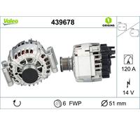 Valeo 439678 Alternator 14V Voltage Fits Mercedes-Benz C-Class E-Class SLK