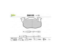 VALEO BRAKE SYSTEMS Brake Pad Set 598155, set of 4, Front Axle, Fitting Position: Front Axle, Brake System: BENDIX