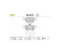 VALEO BRAKE SYSTEMS Brake Pad Set 601479, set of 4, Rear Axle, Fitting Position: Rear Axle, Brake System: TEVES