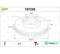 VALEO FRONT 2 X BRAKE DISC 197220 FOR CITROËN