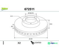 VALEO FRONT 2 X BRAKE DISC 672511 FOR ALFA ROMEO FIAT LANCIA