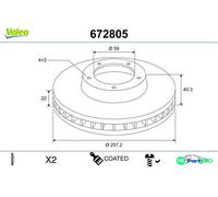 VALEO FRONT 2 X BRAKE DISC 672805 FOR ALFA ROMEO FIAT LANCIA