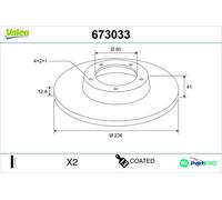 VALEO FRONT 2 X BRAKE DISC 673033 FOR OPEL