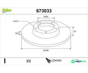VALEO FRONT 2 X BRAKE DISC 673033 FOR OPEL