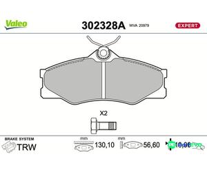 VALEO FRONT DISC BRAKE BRAKE PAD SET 302328A