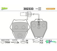 VALEO FRONT DISC BRAKE BRAKE PAD SET 302333 FOR AUDI