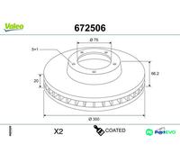 VALEO REAR 2 X BRAKE DISC 672506 FOR BMW