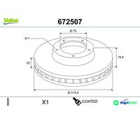 VALEO 672507 Brake disc