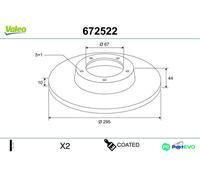 VALEO REAR 2 X BRAKE DISC 672522 FOR MERCEDES-BENZ