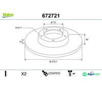 VALEO REAR 2 X BRAKE DISC 672721 FOR MAZDA