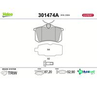VALEO REAR DISC BRAKE BRAKE PAD SET 301474A FOR CITROËN PEUGEOT RENAULT SEAT VW