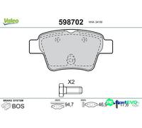 VALEO REAR DISC BRAKE BRAKE PAD SET 598702 FOR PEUGEOT