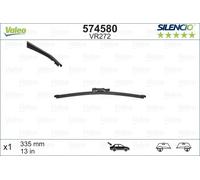 VALEO Silencio Wiper - VR272 - High Performance, Superior 360 Degrees Visibility, Easy Installation Original Flat Blade 335mm - Rear - 1 Wiper Blade - 574580