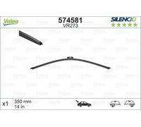 VALEO Silencio Wiper - VR273 - High Performance, Superior 360 Degrees Visibility, Easy Installation Original Flat Blade 350mm - Rear - 1 Wiper Blade - 574581