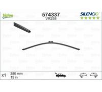 VALEO Silencio Wiper - VR258 - High Performance, Superior 360 Degrees Visibility, Easy Installation Original Flat Blade 380mm - Rear - 1 Wiper Blade - 574337