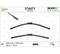 Valeo 574471 Silencio VF371 Front Wiper Blade Set Spoiler 600mm 475mm 24" 19"