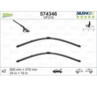 VALEO Silencio Wiper - VF310 - Kit of High Performance, Superior Road Visibility, Easy Installation Original Flat Blades 600mm/475mm - Front - Set of 2 Wiper Blades - 574346