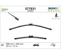 VALEO Silencio Wiper - VF931 - Kit of High Performance, Superior Road Visibility, Easy Installation Original Flat Blades 680mm/425mm - Front - Set of 2 Wiper Blades - 577931