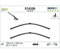 VALEO Silencio Wiper - VF418 - Kit of High Performance, Superior Road Visibility, Easy Installation Original Flat Blades 700mm/650mm - Front - Set of 2 Wiper Blades - 574356