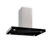 Valeria Island Extractor 90cm 650m³ / h Exhaust Air Touch LED Glass Stainless Steel