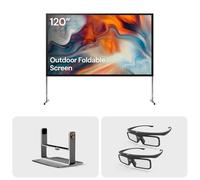Valerion 120" Outdoor Projector Screen with Stand+Desktop Gimbal Stand+DLP Link 3D Glasses