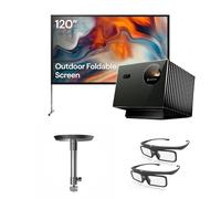 Valerion Outdoor Cinema Bundle - Includes Valerion Pro2 4k Projector + 120" Outdoor Potable Screen + Ceiling Mount Bracket + 3D Glasses