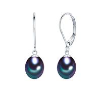 Valero Pearls Sterling Silver 925 rhodium-plated Ladies Earrings with Freshwater cultured Pearls Peacock-blue 60201693