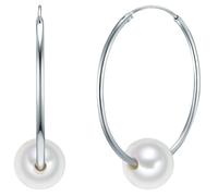 Valero Pearls Womens Hoop earring sterling silver freshwater cultured pearl white - One Size