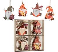 Valery Madelyn 12pcs 6cm Autumn Decorations, Wooden Hanging Tree Ornaments with Gnomes, Pendants for Harvest Fall or Halloween Home Decor