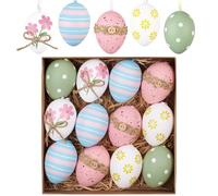 Valery Madelyn 12pcs Colorful Plastic Easter Egg Hanging Ornaments, 6CM Shatterproof, Egg Shaped, Reusable, Spring Window Party Decor