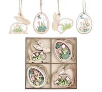 Valery Madelyn 12pcs Easter Decorations,Wooden Hanging Tree Decorations,Egg and Rabbit Shape Pendants,Home Decor Gift and Wedding,with Wood Box,2 Inch