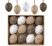 Valery Madelyn 12pcs Easter Egg Decoration Tree Ornaments Set, 4CM Shatterproof Hanging Easter Eggs for Tree, Basket Stuffers Egg Bulk for Spring Window Party Decor (Woodland)