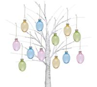Valery Madelyn 16Pcs Glass Clear Easter Eggs Ornaments for Small Tree Decorations, 1.57" Pastel Pink Blue Green Yellow Transparent Decorative Hanging Decorations Spring Party Decor