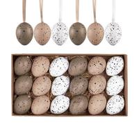 Valery Madelyn 18pcs Easter Egg Decoration Tree Ornaments Set, 4CM Shatterproof Hanging Easter Eggs for Tree,Beige White Brown Easter Basket Stuffers Egg Bulk for Spring Window Party Decor