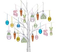 Valery Madelyn 20Pcs Easter Eggs Ornaments for Small Tree Decorations, Pastel Pink Blue Green Plastic Shatterproof Decorative Hanging Decorations Spring Party Decor