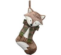Valery Madelyn 21 Inch Christmas Stockings Decorations, Fabric Personalized Brown Fox Stocking with Name Tag, Traditional Stockings for Boys and Girls First Christmas