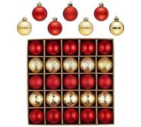 Valery Madelyn 25pcs 4cm Red and Gold Christmas Baubles - Classic Luxury Shatterproof Plastic Tree Decorations