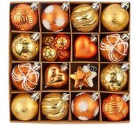 Valery Madelyn 28Pcs Fall Heart Shaped Ornaments Gift Pack, Thanksgiving Autumn Craft Painted Tree Heart Decorations, Orange Christmas Baubles Hanging Harvest Halloween Holiday Decor