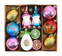 Valery Madelyn 30ct Summer Tree Ornaments Christmas in July Decorations, Coastal Beach Ocean Theme Set with Flamingo, Gnome, Avocado, Lemon & Palm Tree. Shatterproof Balls for Hawaiian Tropical Party