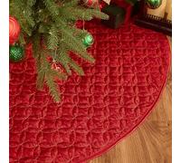 Valery Madelyn 36 inch Velvet Red Christmas Tree Skirt Christmas Ornaments with Bow Tie Design, Minimalist Holiday Party Christmas Tree Decor