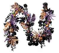 Valery Madelyn 5 Feet Halloween Garland for Mantel with Lights, Pre-Lit Garland Decorations for Table Centerpiece Mantle Indoor Stair Party Holiday Home Decor