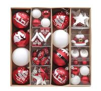 Valery Madelyn 50pcs Christmas Baubles, 3-8cm Traditional Red and White Shatterproof Ball Ornaments Decoration for Christmas Tree Decor