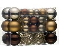 Valery Madelyn 50pcs Copper and Gold Christmas Baubles Pack, 3-8cm Shatterproof Xmas Baubles Ornaments for Christmas Tree