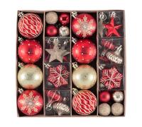 Valery Madelyn 60pcs 3-6.5cm Shatterproof Christmas Baubles, Luxury Red and Gold Christmas Ball Ornaments for Tree Decorations