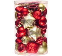 Valery Madelyn 60pcs 3-8 cm Red and Gold Christmas Baubles Set, Varied Shatterproof Xmas Baubles for Tree & Fireplace Ornament