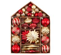 Valery Madelyn 70pcs Shatterproof Christmas Baubles Pack, Traditional Red and Gold Christmas Ball Ornaments for Tree Decoration (M)