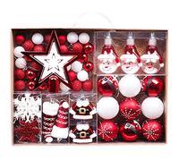 Valery Madelyn 70pcs Shatterproof Christmas Baubles, Red and White Christmas Ball Ornaments for Tree Decorations for Party Decor